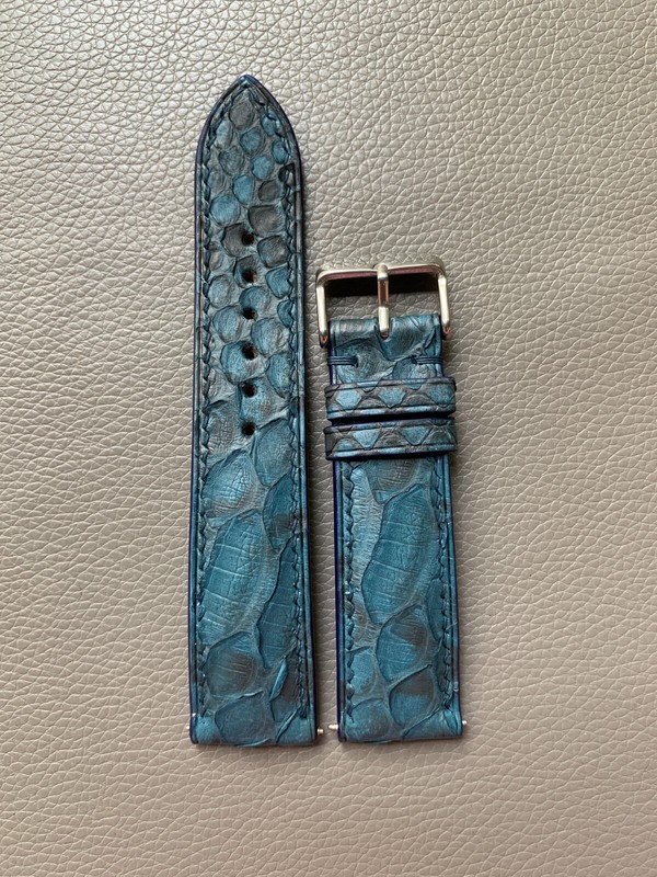 Dark blue Genuine Snake Leather Skin watch strap band, Custom Sizes 10mm to 26mm gallery