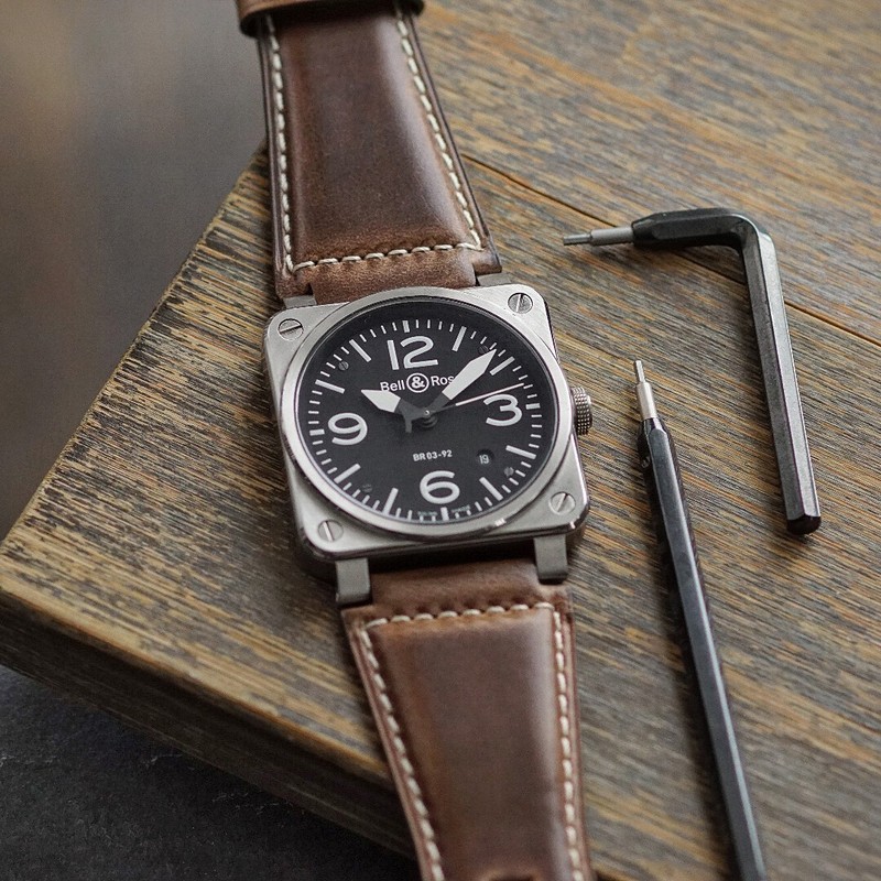 B & R Bands Bell & Ross Natural Horween CXL Leather Watch Strap Band BR01 BR03 gallery