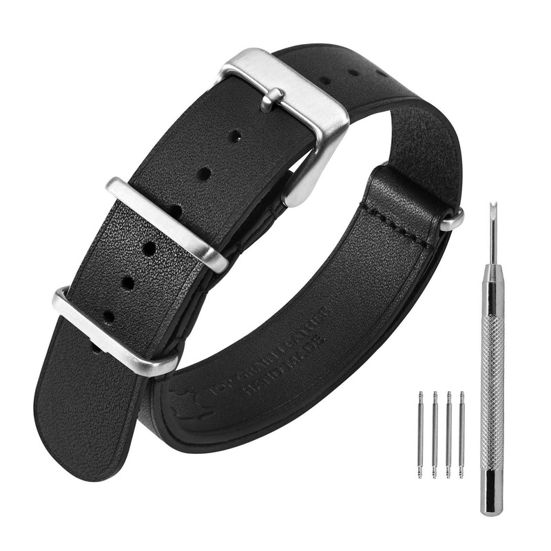 ANNEFIT Calfskin Leather Watch Strap 18mm 20mm 22mm,One-Piece Watch Band for Men