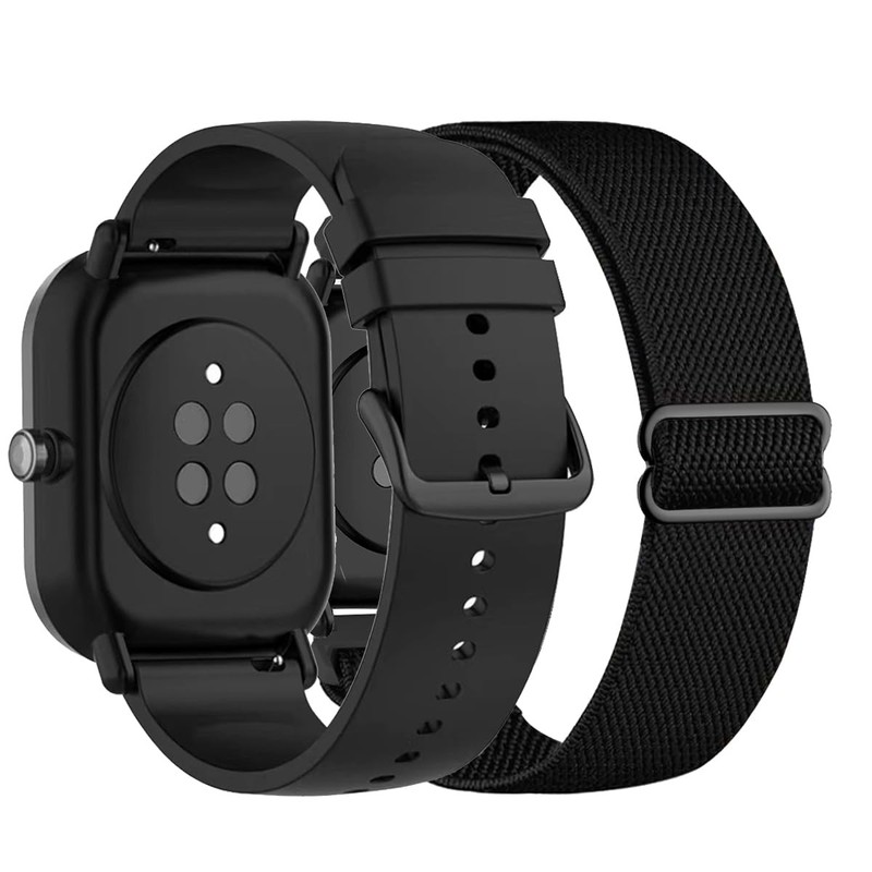 CUNUJIX 2 Pack Watch Bands Compatible with Amazfit 20 millimeters, Black