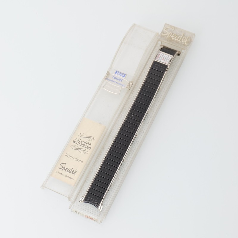 Speidel Romunda Calendar Black & Stainless Steel Vintage Watch Band 19mm Curved