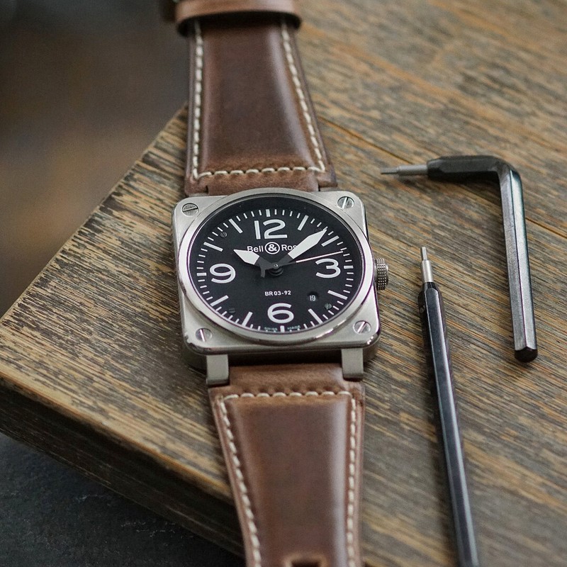 B & R Bands Bell & Ross Natural Horween CXL Leather Watch Strap Band BR01 BR03 gallery