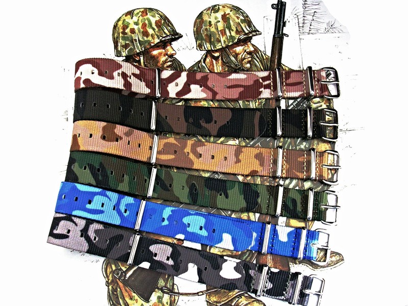 18 NATO G10 ® CAMO strap nylon Military Army watchband RAF stitch bond IW SUISSE