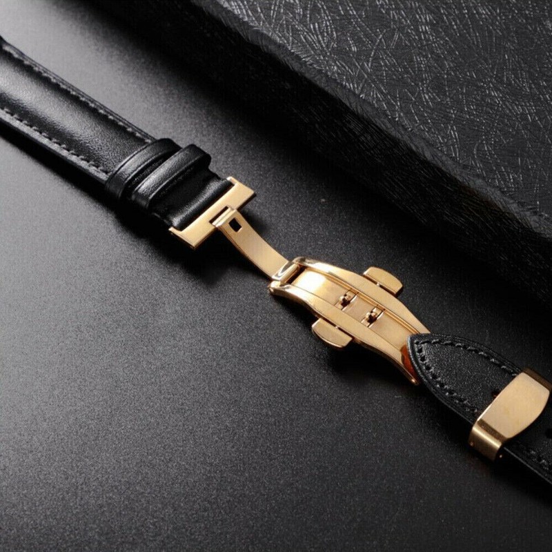 12mm-24mm Leather Watch Band Bracelet Strap Replacement Deployment Clasp Buckle gallery