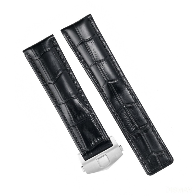 Black 22/20 mm Leather Strap Watch Band Made For MONTBLANC Time Walker