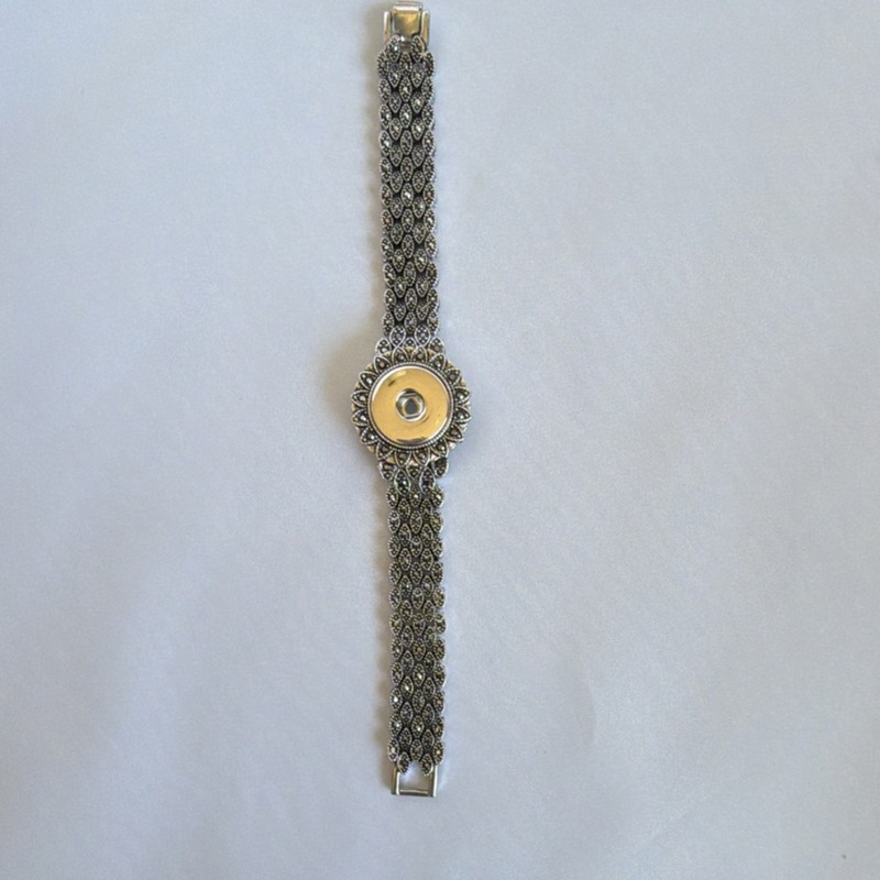 New Vintage Style Gingersnap Jewelry 18mm Silver Metal Bracelet Snap Center 18