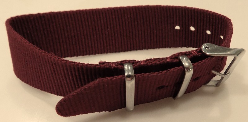 THIN & LIGHT One Piece Nylon Burgundy Fits Most 20mm Watch Band 10.5″ 268mm Long