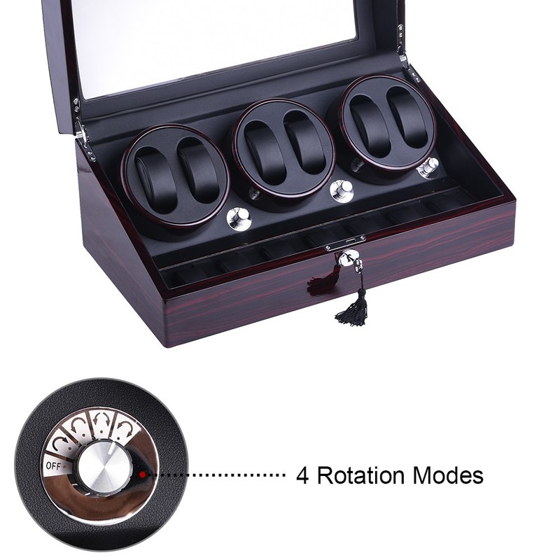 Luxury Automatic Rotation 6+7 Watch Winder Leather Display Storage Box Case Gift gallery