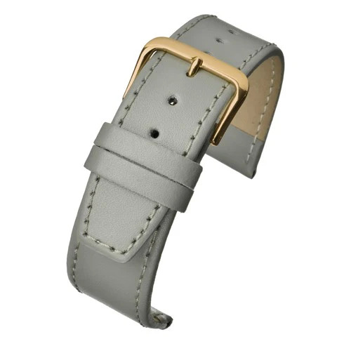 12mm Grey Square End Stitched Leather Watch Strap Fits Most Watches