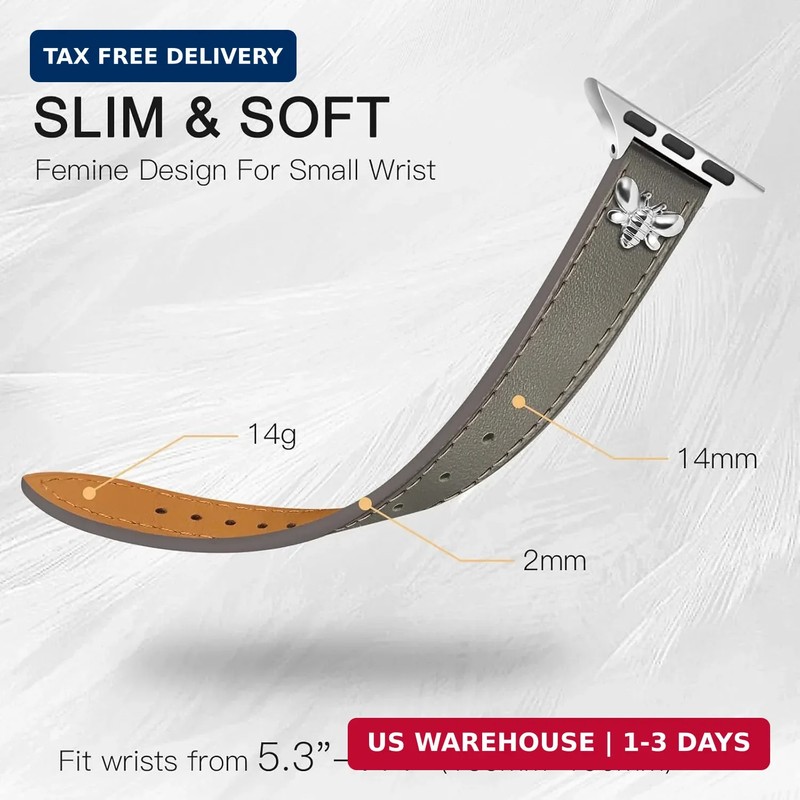 JR.DM Slim Leather Bands Compatible with Apple Watch Band 38mm 40mm 41mm 42mm 44 gallery
