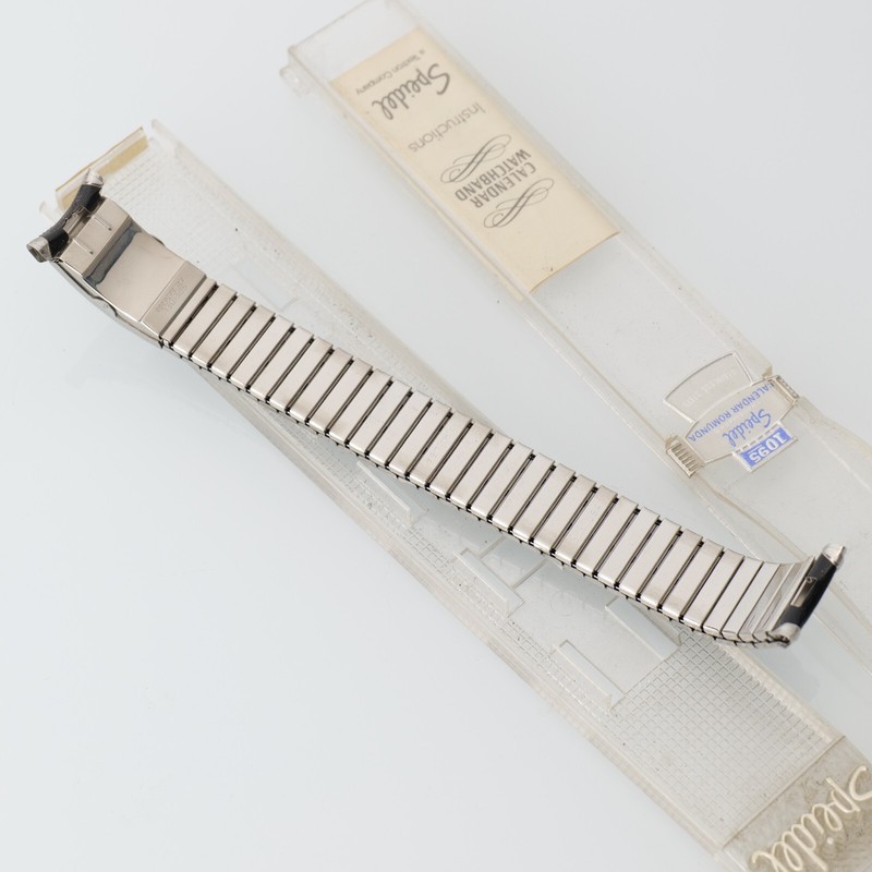 Speidel Romunda Calendar Black & Stainless Steel Vintage Watch Band 19mm Curved gallery