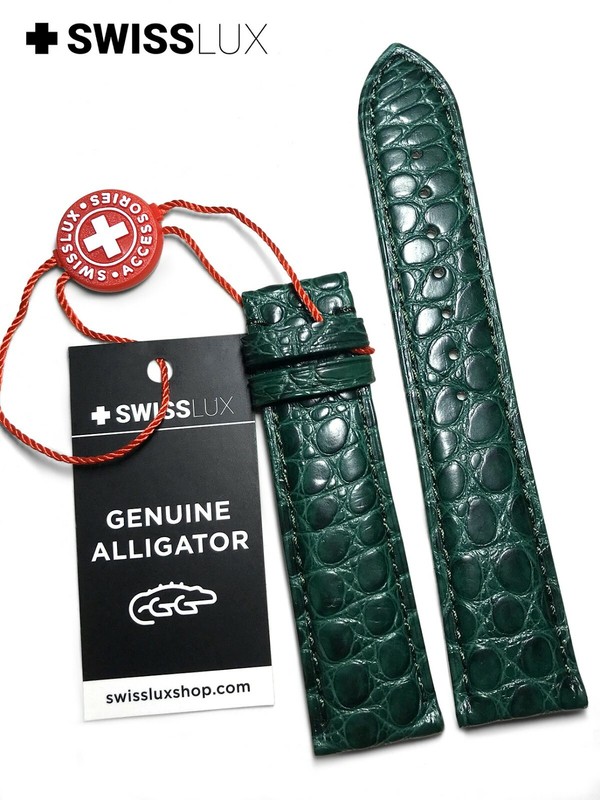 Crocodile Alligator Leather For JUNGHANS Watch Green Strap Band Buckle Clasp gallery