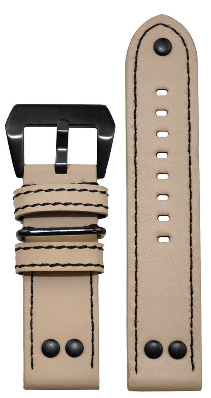 22mm XL Panatime MB-1 Vintage Natural Beige Pilot Watch Band 22/22 135/85