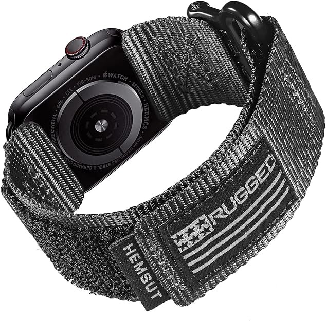 Hemsut Compatible With Apple Watch Band, Rugged Nylon Sports Strap With Woven…