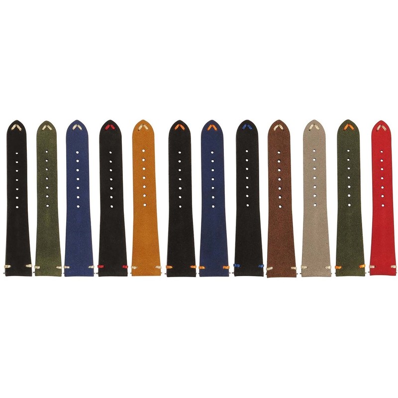 StrapsCo Suede Vintage Hand-Stitched Leather Watch Band Strap - Standard Length gallery