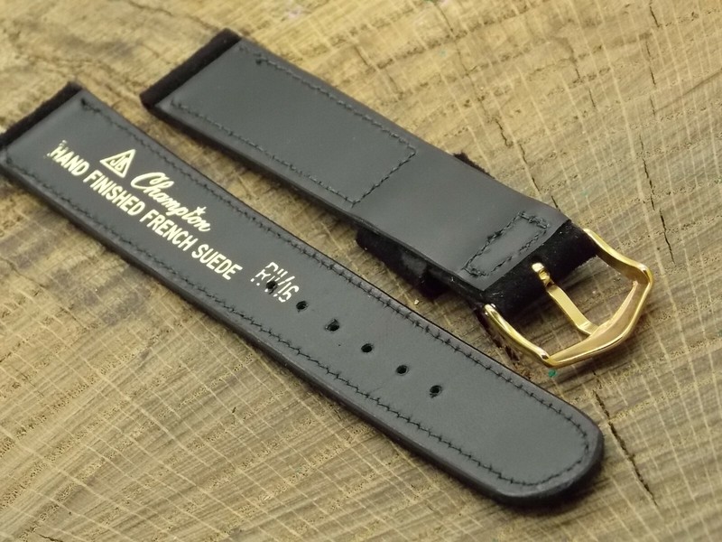 JB Champion Vintage 17.5mm French Suede w Gold Tone Buckle Watch Band NOS Unused gallery