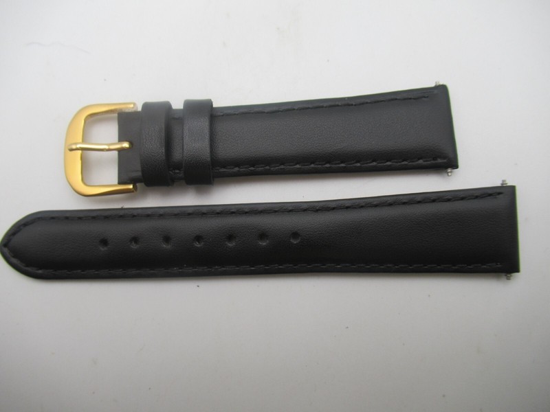 19MM Padded Calfskin Men’s Black Watch Band