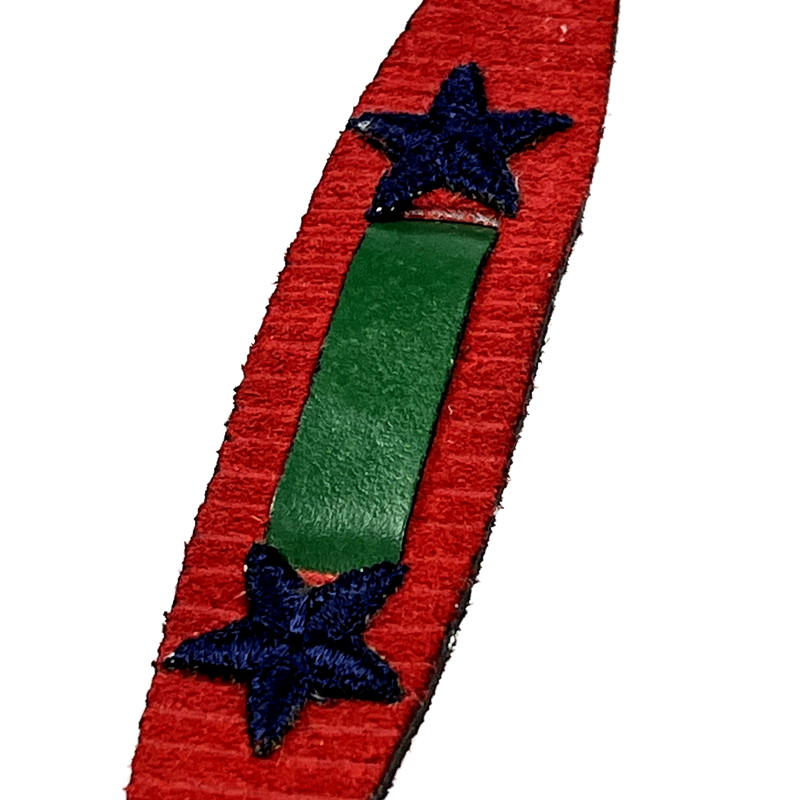 Vintage 70's Hippie Mod cuff Watch band Strap Red Blue Star Green Leather Small gallery