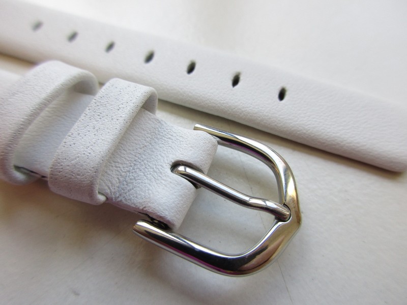 White XL unstitched untapered 12 MM leather watch band strap gallery