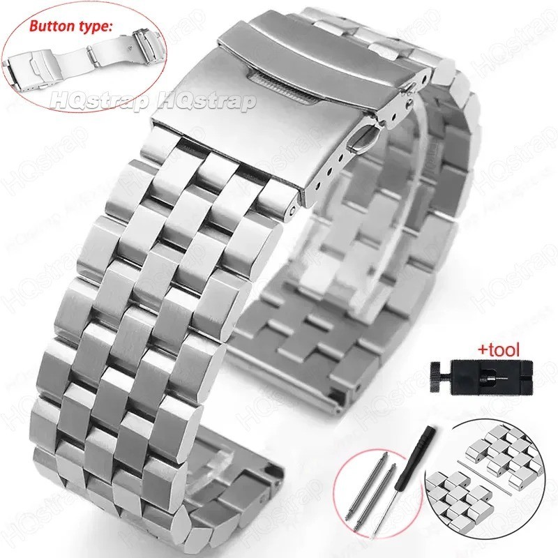 18 20 22 24 26mm Metal Watch Band Premium Solid Stainless Steel Watch Straps