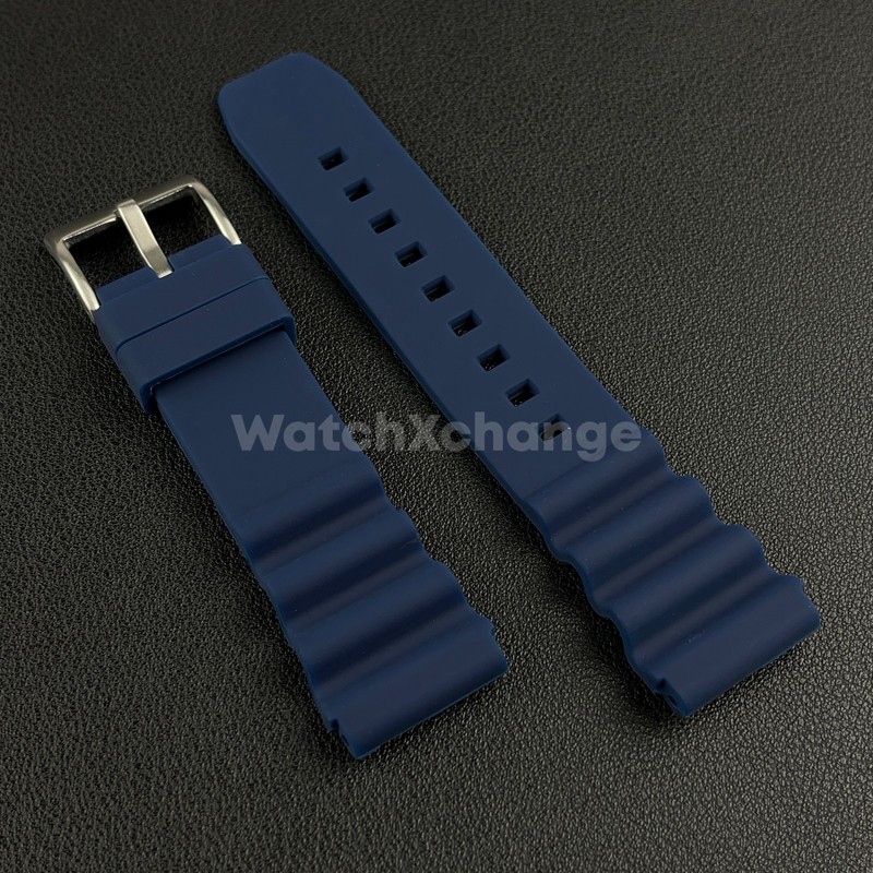 Blue Rubber Watch Strap Band For Rolex Seiko SKX007 Citizen Universal 20/22mm gallery