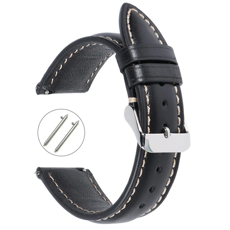 18mm 19mm 20mm 21mm 22mm Men’s Genuine Leather Watch Strap Band Quick Release