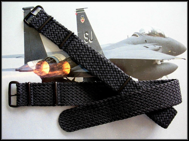 20mm 22mm Black PVD Braided woven NATO G10 ® RAF watchband Pilot strap IW SUISSE