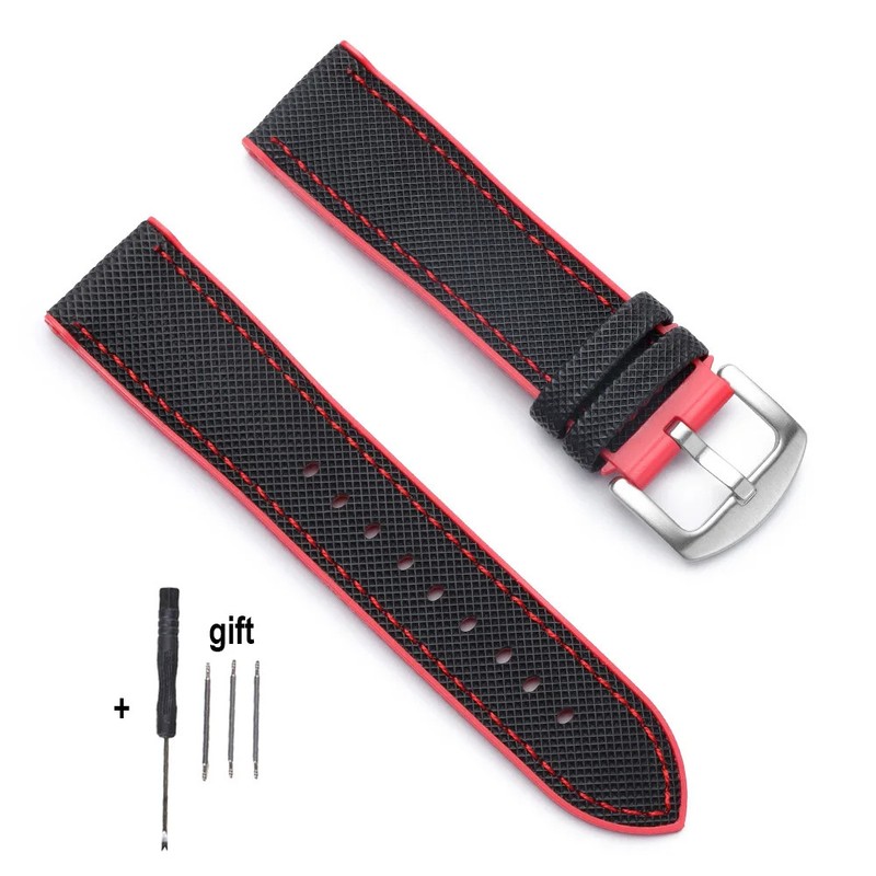 Quality Nylon Rubber Sailcloth Watch Strap 18mm 20mm 21mm 22mm Canvas Watch Band