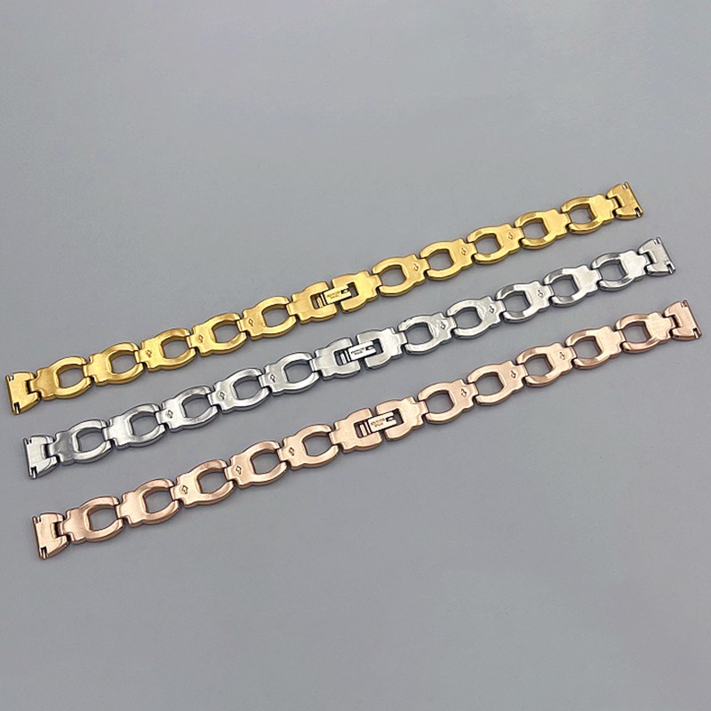 Women's 10mm 12mm 14mm Metal Watch Bracelet Stainless Steel Watch Band Strap gallery