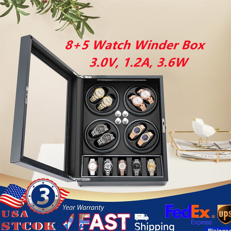 Automatic Rotation Watch Winder Box 10db 8+5 Watches Display Box Storage Case