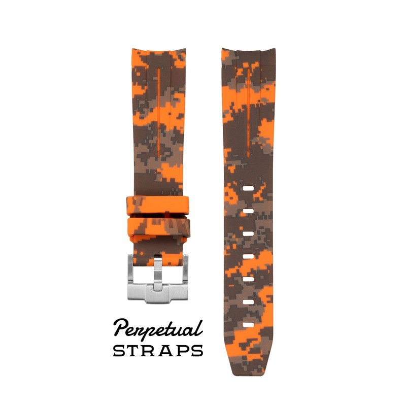 DIGITAL ORANGE – CAMO RUBBER WATCH STRAP for Omega Swatch Speedmaster MoonSwatch