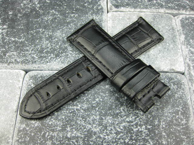 24mm Deployment Strap Leather Watch Band for fits PANERAI Black Brown Long L