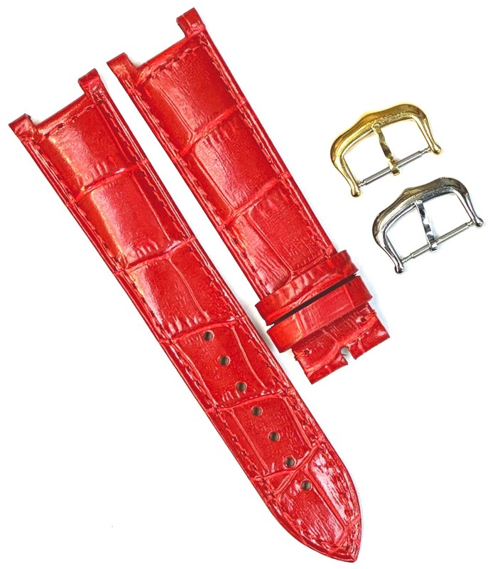 Watch Band For Cartier PASHA Alligator Grain Size 16x14mm RED Color