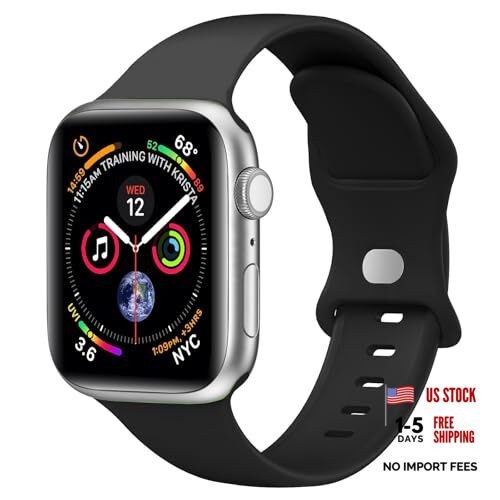 Sport Band Compatible with Apple Watch 38mm/40mm/41mm/42mm(Series 10) S/M Black