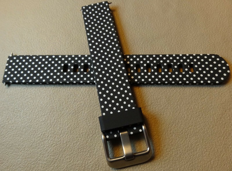 Mens Black w/White Polka Dots Water Resistant Sport 18mm Watch Band Fits Digital
