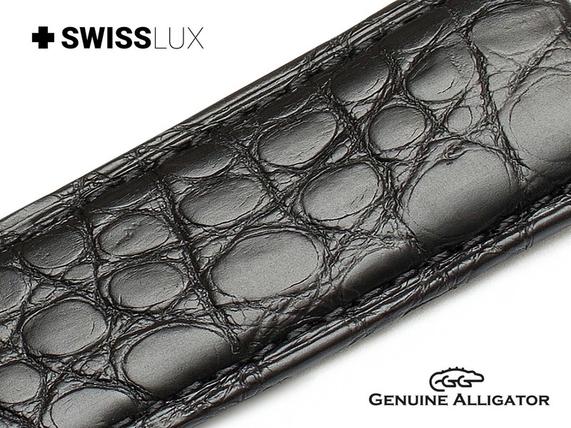 Crocodile Alligator Leather For FREDERIQUE CONSTANT Watch Black Strap Band Pins gallery