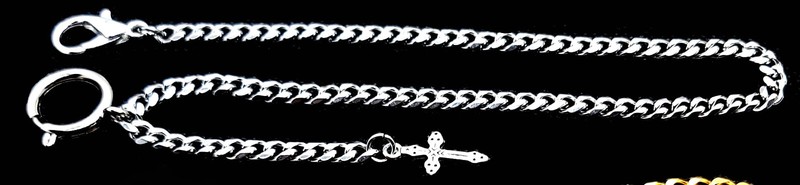 Custom Made Pocket Watch Chain with Spring Ring Clasp and Cross Fob gallery