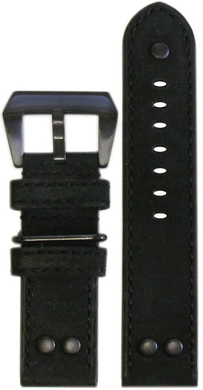24mm Panatime MB-1 Vintage Black Suede Pilot Watch Band 24/24 125/75