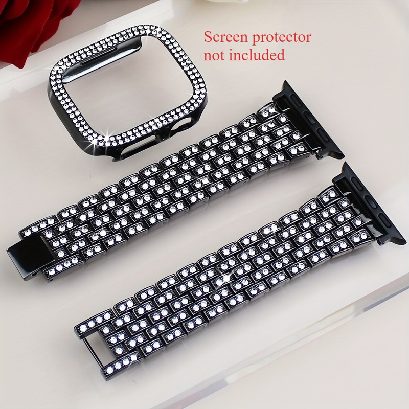 Shiny Rhinestone Strap+Protective Bumper For Apple watch Series 10 9 8 7 6 54321 gallery