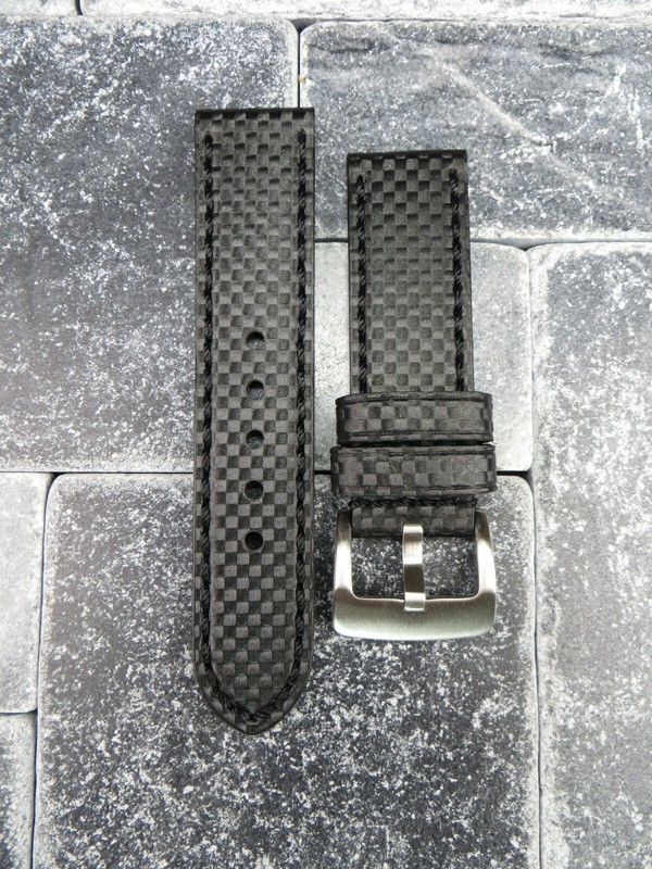 22mm BIG Carbon Fiber Leather Strap Black Thick Watch Band Black for PANERAI A gallery