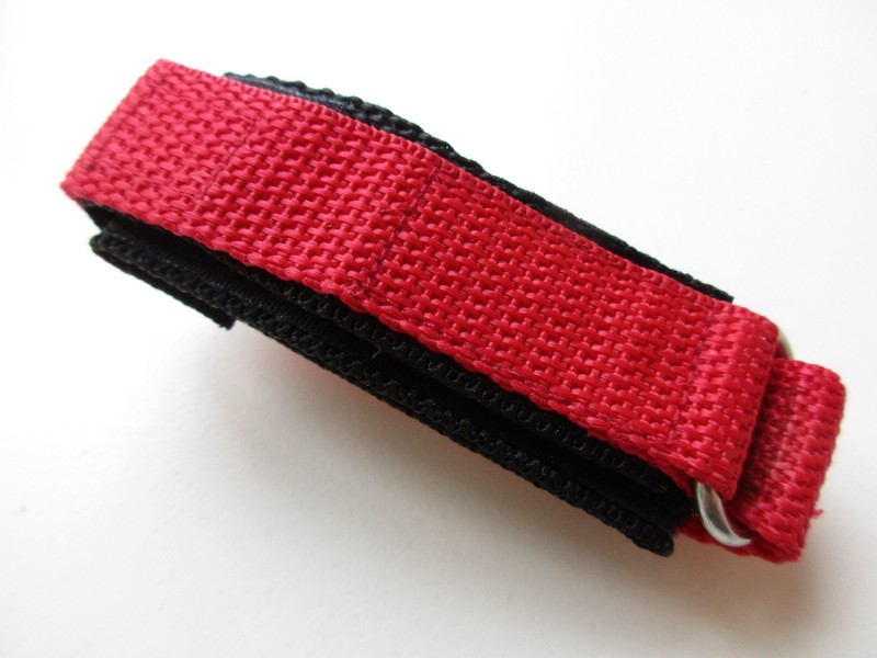 Hook & Loop red nylon 20 MM watch band strap - 18 cm wrist size gallery