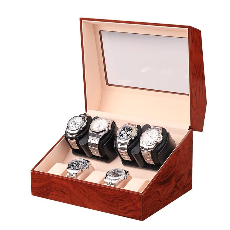 Watch Winders for Automatic Watches,Automatic Watch Winder Box,4 Tawny Brown