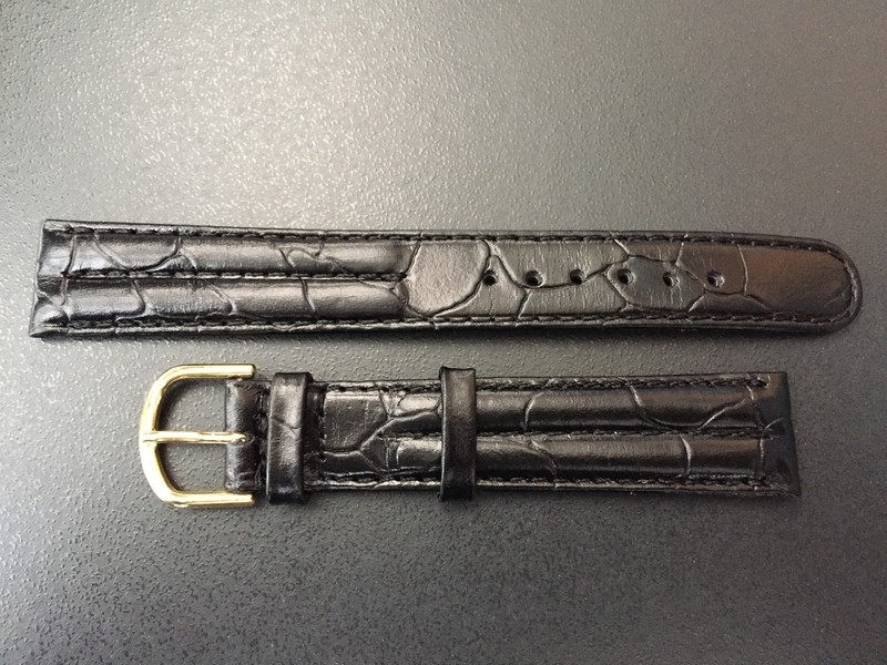 Correa-Strap Watch Leather Militar-Cronograph Axel Black 0 23/32in Old Stock