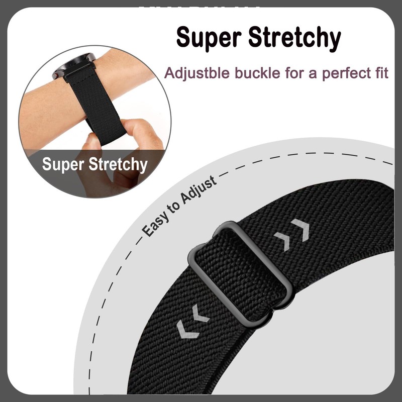 CUNUJIX 2 Pack Watch Bands Compatible with Amazfit 20 millimeters, Black gallery