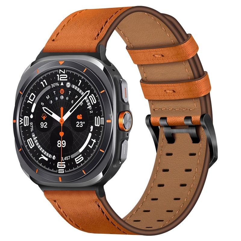 Classic Genuine Leather Wrist Band Strap For Samsung Galaxy Watch Ultra 47mm
