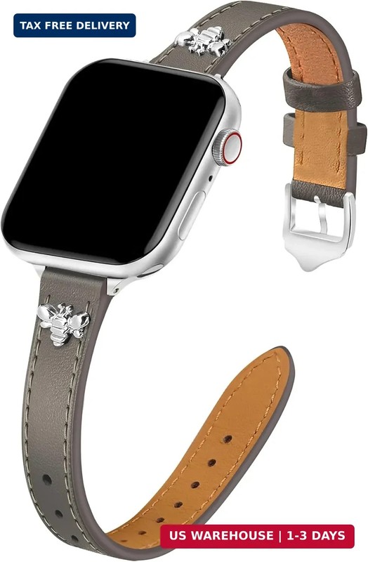 JR.DM Slim Leather Bands Compatible with Apple Watch Band 38mm 40mm 41mm 42mm 44