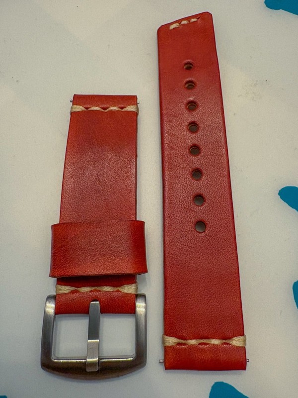 PRIMRIA 22mm Pebble Time Steel Handmade Leather Strap Band Coffee Brown