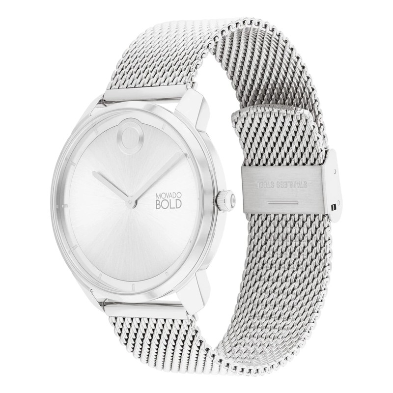 Movado Bold Trend Element Silver Dial Stainless Mesh Band Men's Watch 3601014 gallery