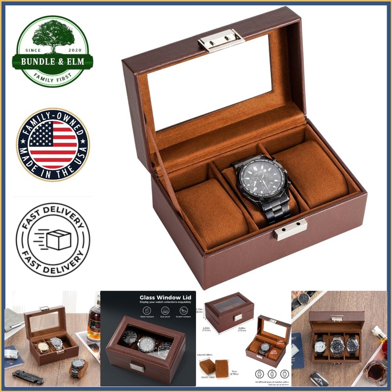 Espresso Watch Box for 3 Watches Ideal for Gifts on Birthdays and Anniversaries