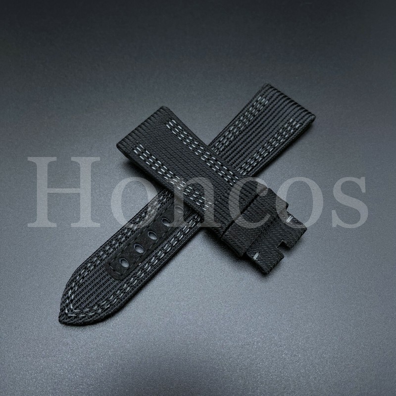 26 MM Black Gray Canvas Nylon Watch Band Strap Fits For Panerai Sub 47 MM Diver